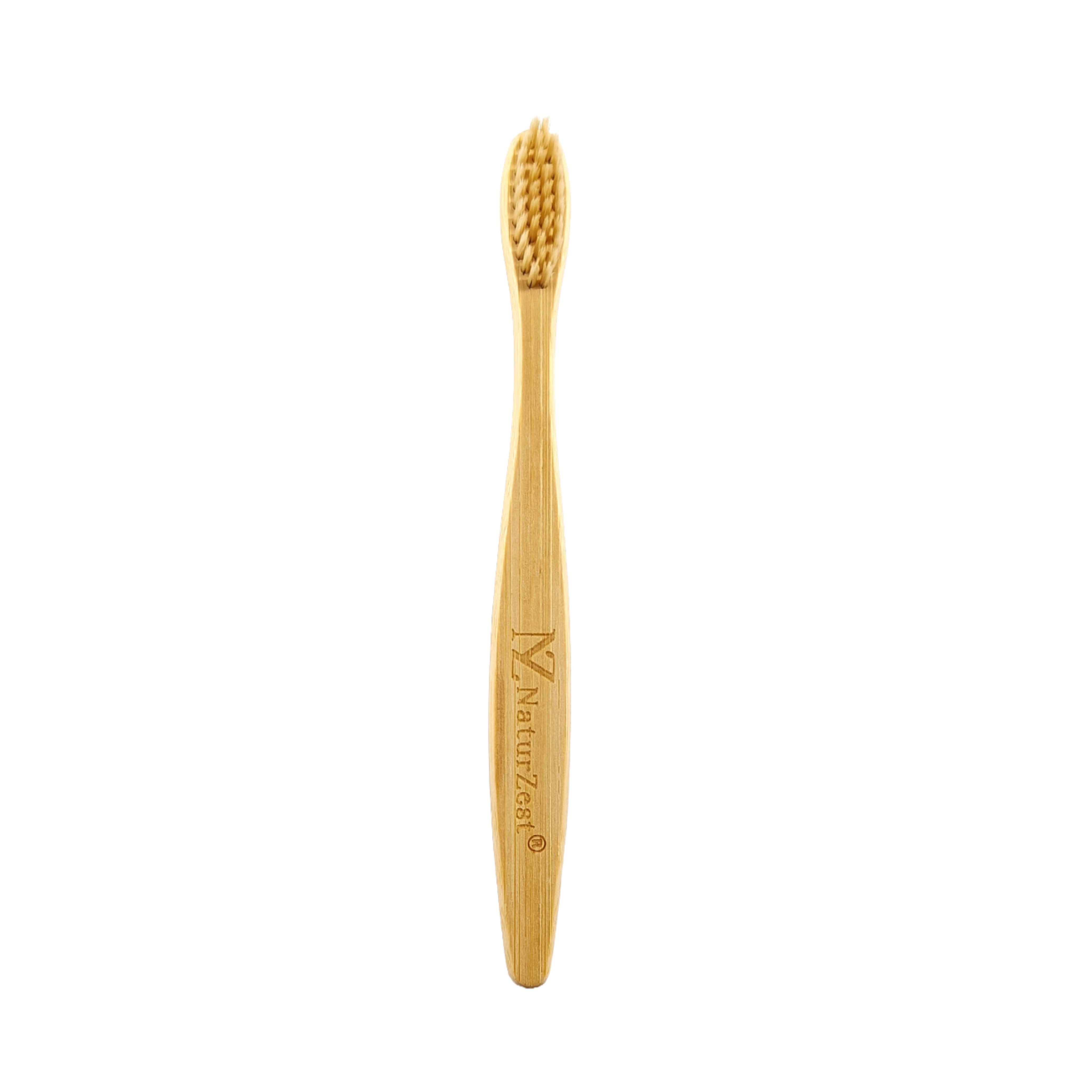 NaturZest Bamboo Toothbrush C Curve For Children, Natural Bristles, Bottom Paint, 25 gm