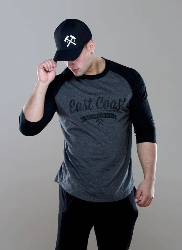 Hot Button Reglan Full Sleeve Grey and Black Round Neck T-Shirt for Men view 2