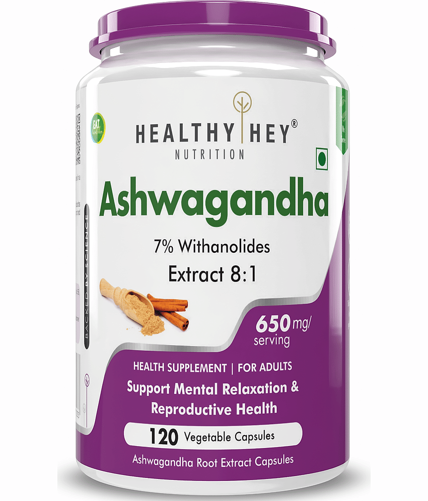 HEALTHYHEY NUTRITION Pure Organic Ashwagandha Root 650 Mg 120 650 mg Capsule