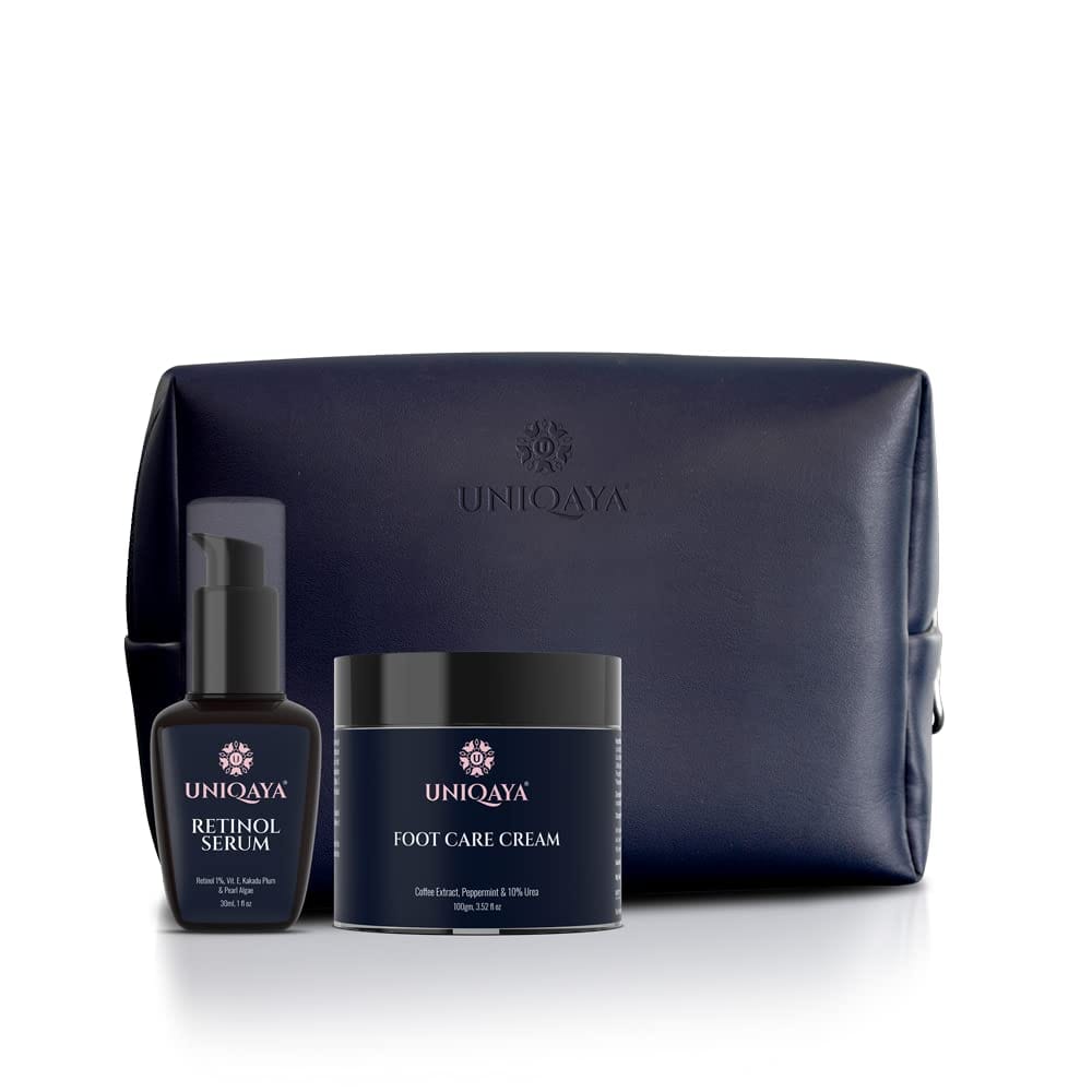 Uniqaya Repairing & Renewing Formula- Skin Plumping Retinol Serum with Vitamin E, 30ml + Repairing and Deep Moisturizing Foot Care Cream, 100 gm