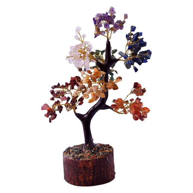 Seven Chakra Natural Stone Tree for Wealth, Health, Prosperity, Mental Peace, Vastu, Positive Energy and Reiki Healing with 300 Beads, Décor(KI_110) by Krishna Impex