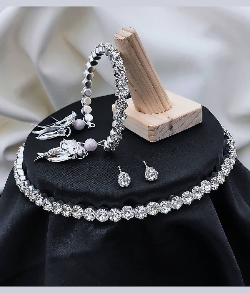 shankhraj mall Silver Metal Necklace Set ( Pack of 1 ) view 2