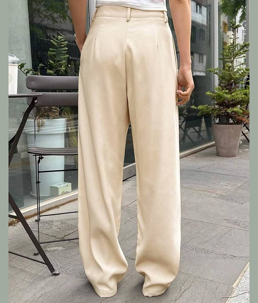 kotty Women Rayon Blend Casual Trousers ( Beige ) view 2