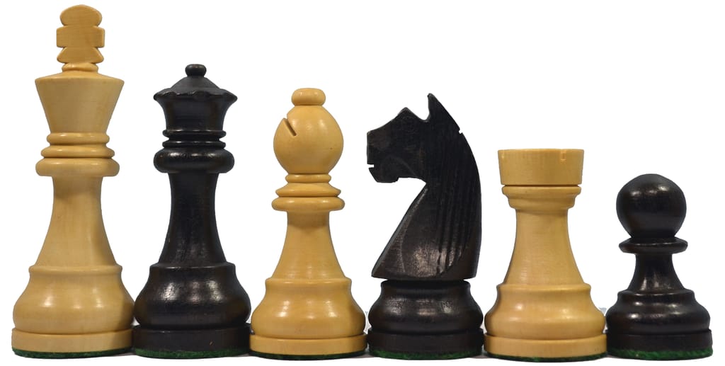 German Knight Chessmen in Ebonised Boxwood - 3" King with 2 Queens Extra 34 Wooden Weighted Chess Pieces Tournament Chess set view 2