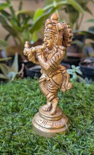 Krishna Brass Statue – The Melody of Divinity view 2