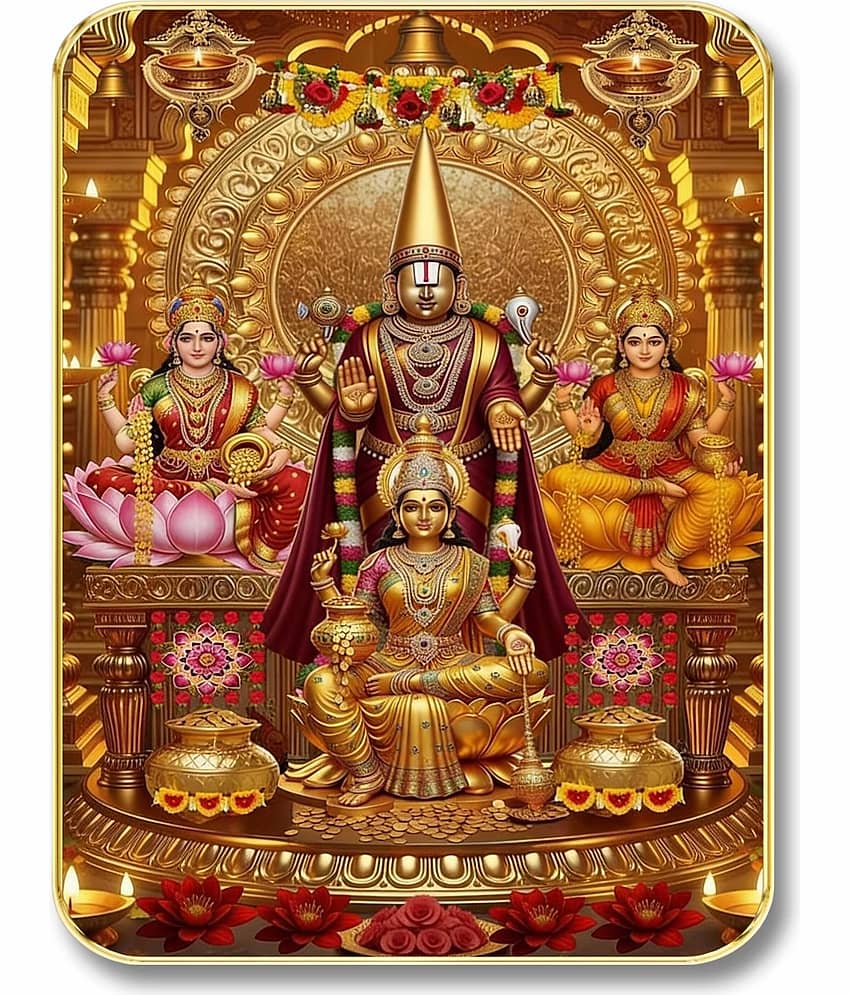 Livin'luxe Tirupati Balaji MDF Religious Wall Art with Table Top Stand & Wall Hanging Hole