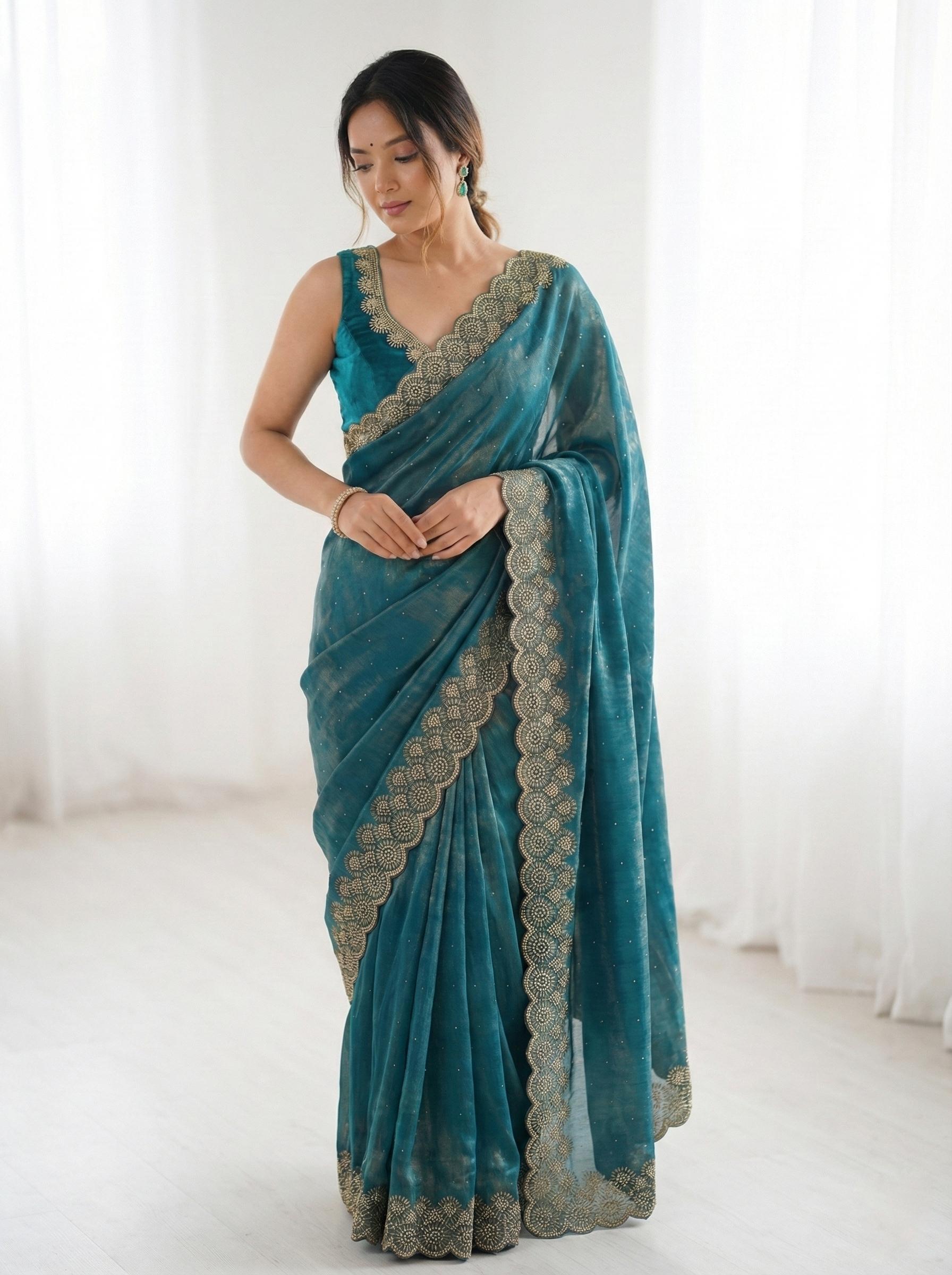 Space Silk Saree with Stone Work view 2