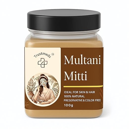 Trustmeds Multani Mitti, 100% Natural, Ideal for Skin & Hair, Preservative & Color Free, 100g