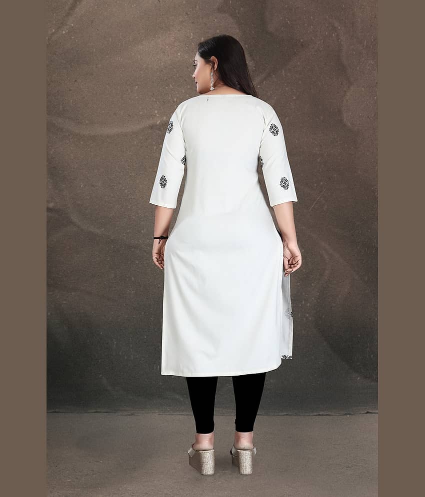 Hetsa Women Cotton Printed A-line Kurti ( White ) view 2