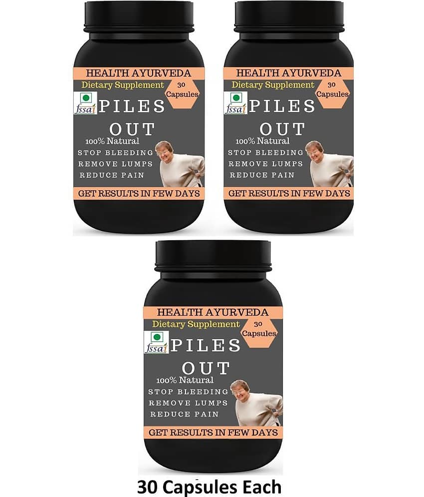 Health Ayurveda Piles Out | Ayurvedic Piles Cure Capsule 90 No.S Pack of 3