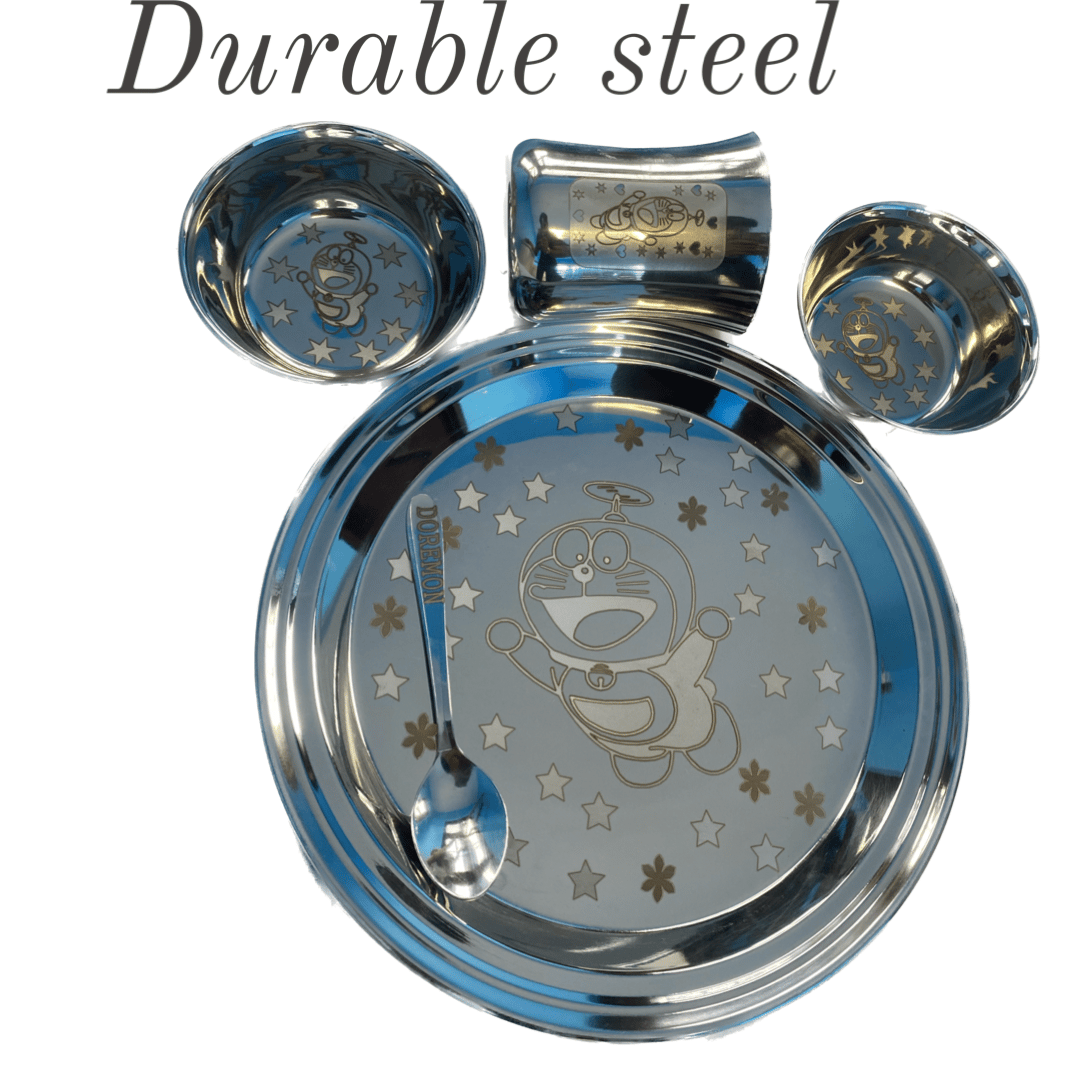 100% Stainless Steel Laser Printed Baby Dinner Set view 2