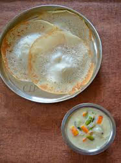 3 appam & veg stew with soft drink