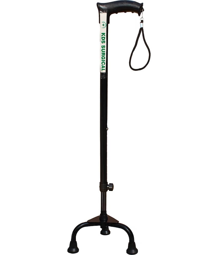 KDS SURGICAL 3 Leg Black Dori Height Adjustable Patient Steel Walking Sticks