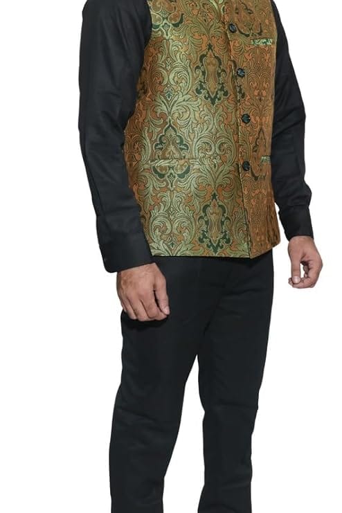 Adam In Style - Luxe Jacquard Nehru Vest Coat/Party Wear/Wedding/Wear/Polyester Fabric/Size XS To XXXL view 2