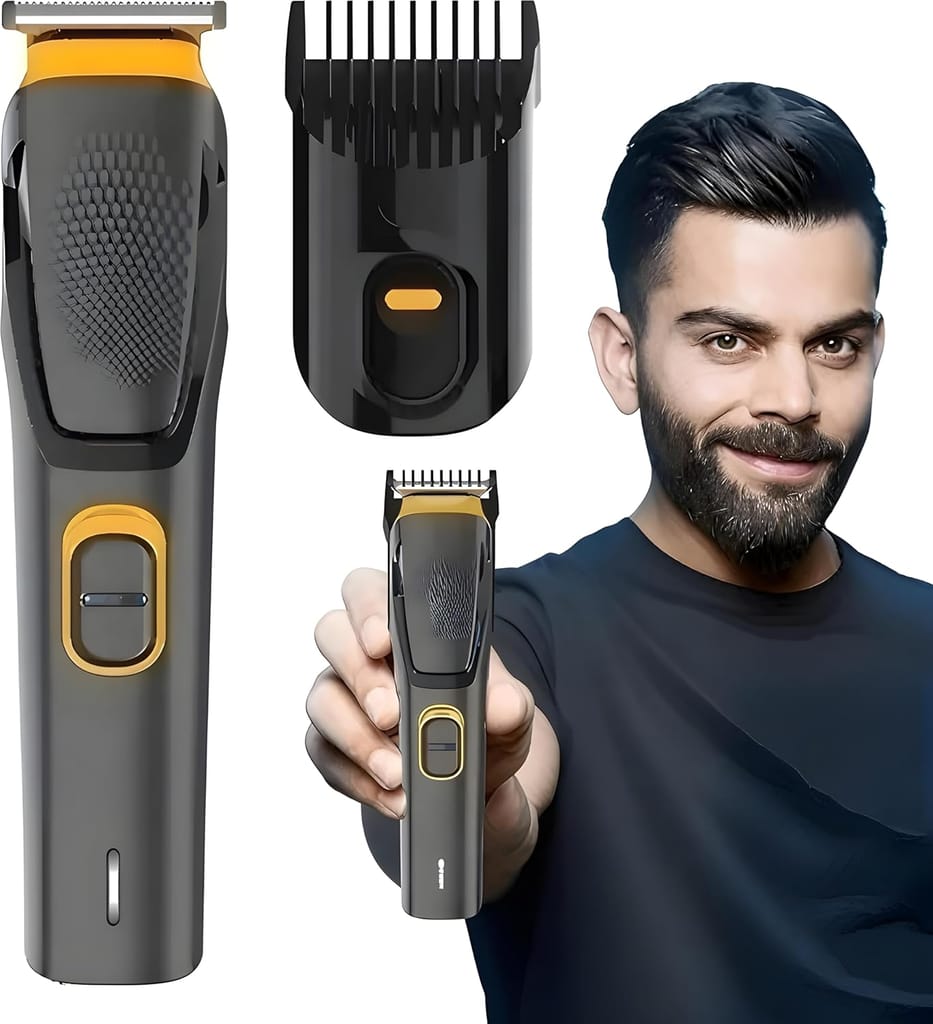 Hair Trimmer for Men Professional | Beard, Body Hair Cutting Machine | Type-C Fast Charging 90 Min Run Time | Adjustable Length | Battery Powered