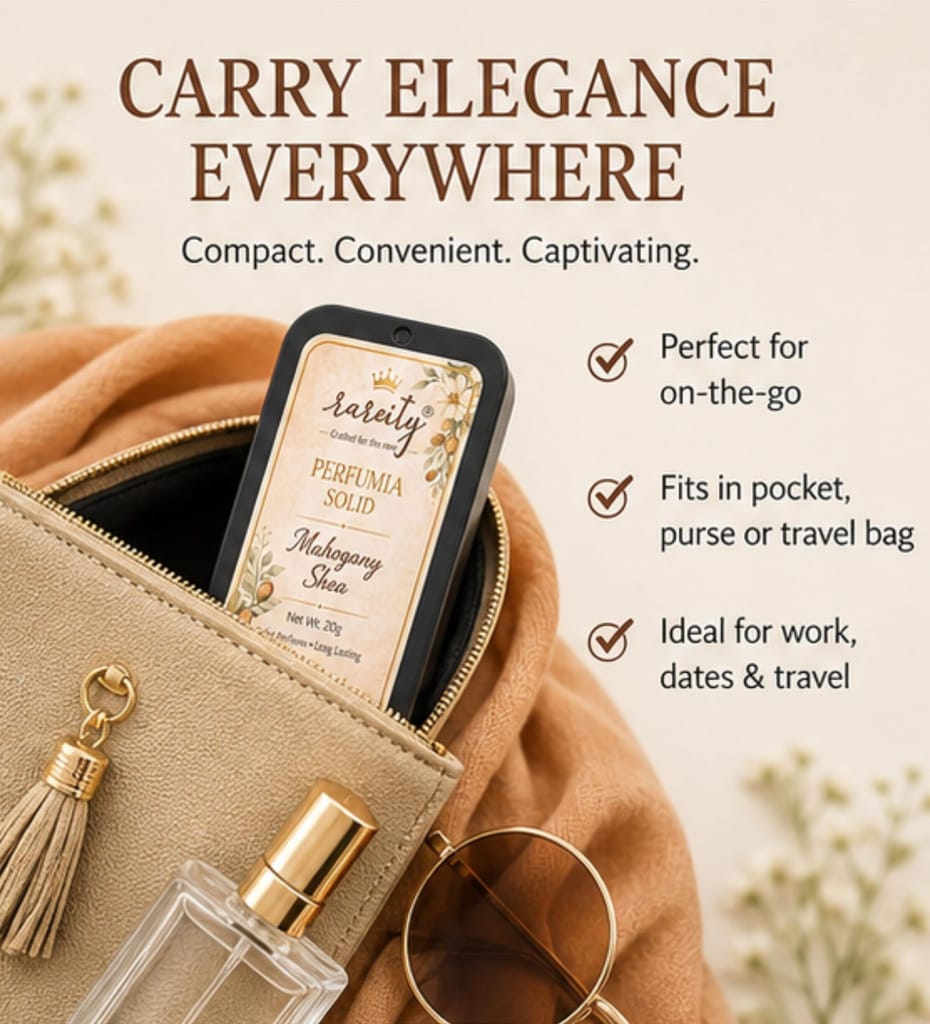 Rareity Solid Perfume – 20g Mahogany Shea Fragrance | Warm Woody Long Lasting Balm Perfume | Pocket Solid Perfume for Men & Women | Alcohol-Free, Beeswax & Shea Butter| Travel-Friendly view 2
