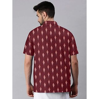 OMSAIFAB Men Self Design Casual Maroon Shirt view 2