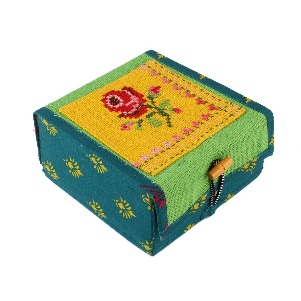 Tribes India Handmade Green Jute 2 Compartment Gift Box view 2