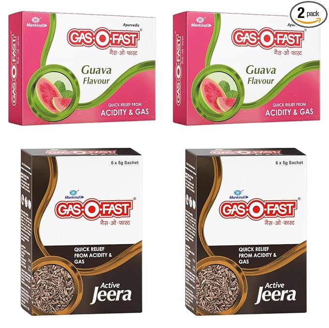 GASOFast Ayurvedic Antacid (Guava 6sx 2 Jeera 6s x2 5 g each) (Pack of 4)