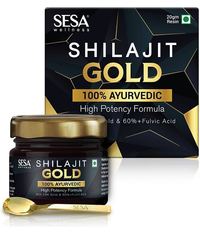 SESA Shilajit Gold 20g Resin I With 24k Swarn Vark | Certificate Included | Helps Boost Stamina, Immunity & Muscle Recovery| | 100 % Ayurvedic