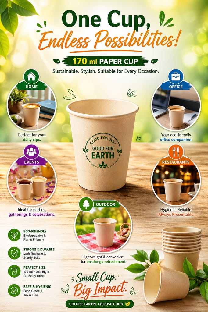 Eco-Friendly Paper Cup for every Occasion 170 ml (100 Cups) view 2