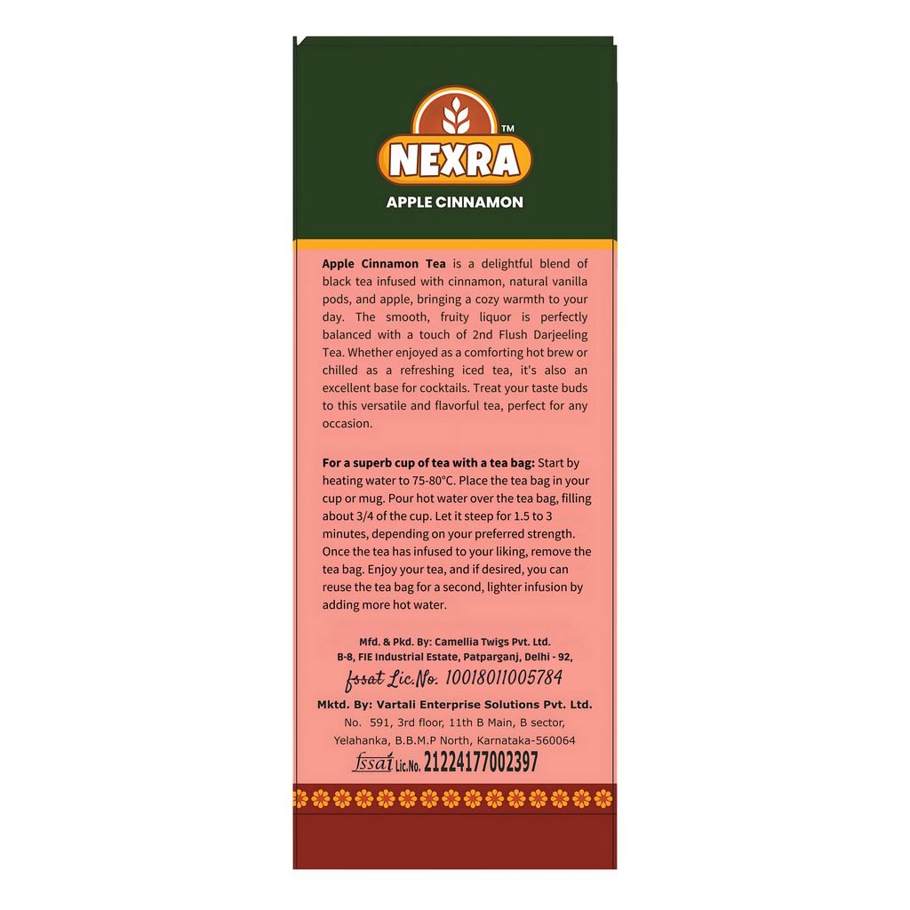 Nexra - Apple Cinnamon Herbal Tea - 30 Tea Bags for Refreshing Taste and Wellness view 2
