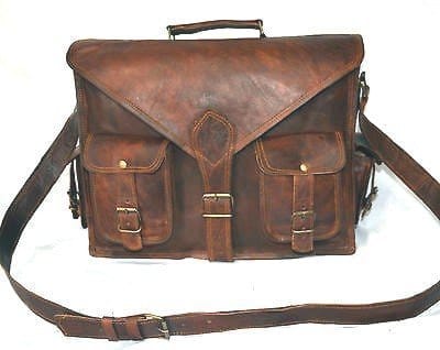 Messenger Soft Leather Briefcase Satchel Leather Laptop Messenger Bag for Men and Women view 2