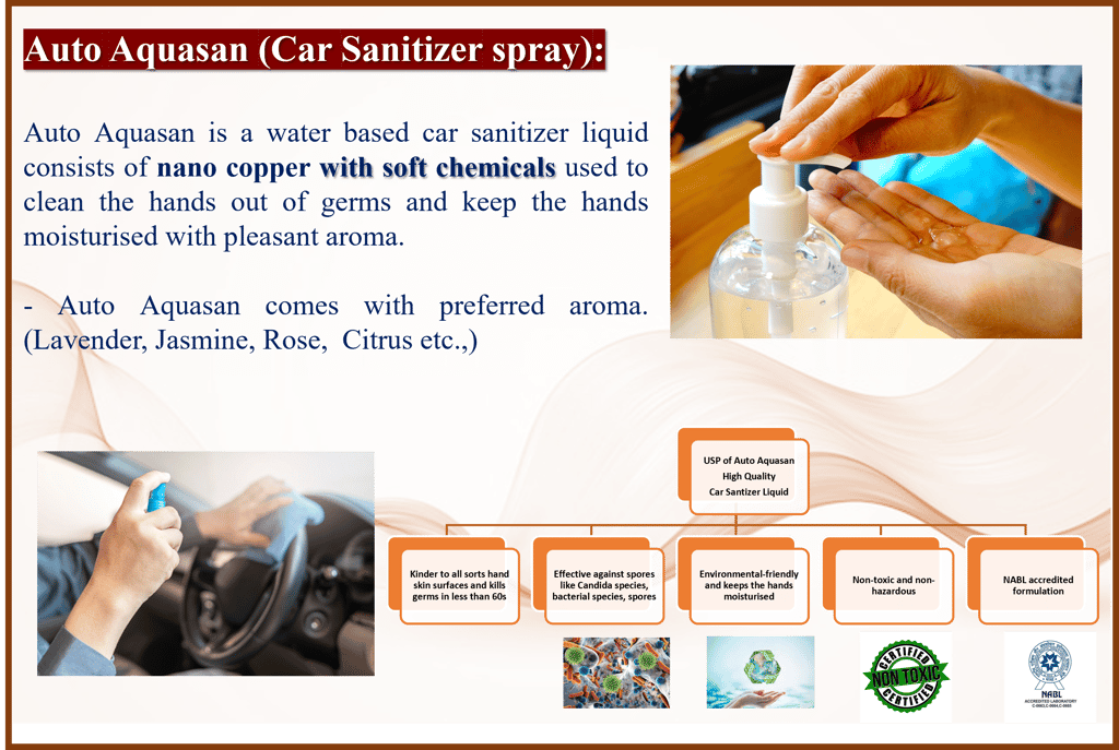 Hand Sanitizer (AquaSan -100ml) | available in Lavender, Rose, Jasmine|, Sandal, Mogra | Suitable for kids | Kills 99.9% Germs| Alcohol Free| Water based| No harsh chemicals| Anti microbial & Anti Viral | Skin Friendly | Safe to use anywhere view 2