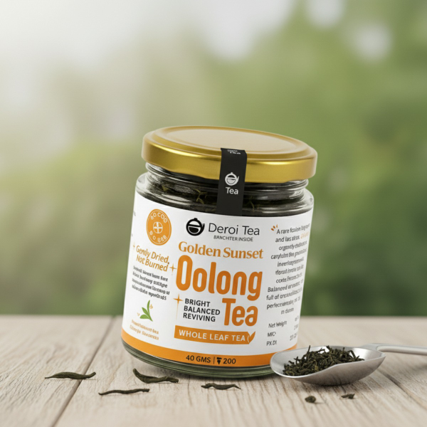 DEROI TEA Golden Sunset Oolong Tea | Carbon-Free Dried | 100% Natural Whole Leaf Tea | Fruity and Aromatic | Farm to Pack in 48 Hrs | 40 g Pack – 24 Cups - 40 gm view 2