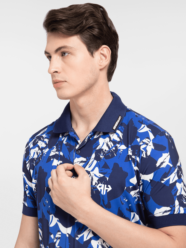 AH Ultra - Blue Tropical Maze Polo view 2