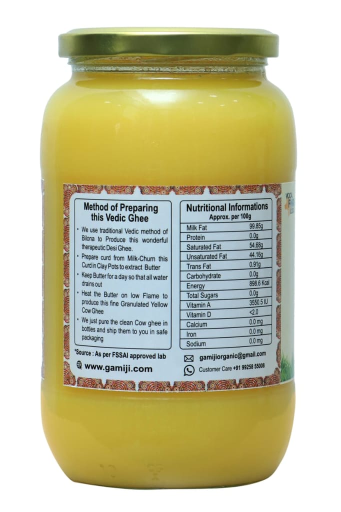 Gamiji A2 Desi Gir Cow Ghee | Pure Desi Bilona Ghee | Traditionally Hand Churned | 1 Litre view 2