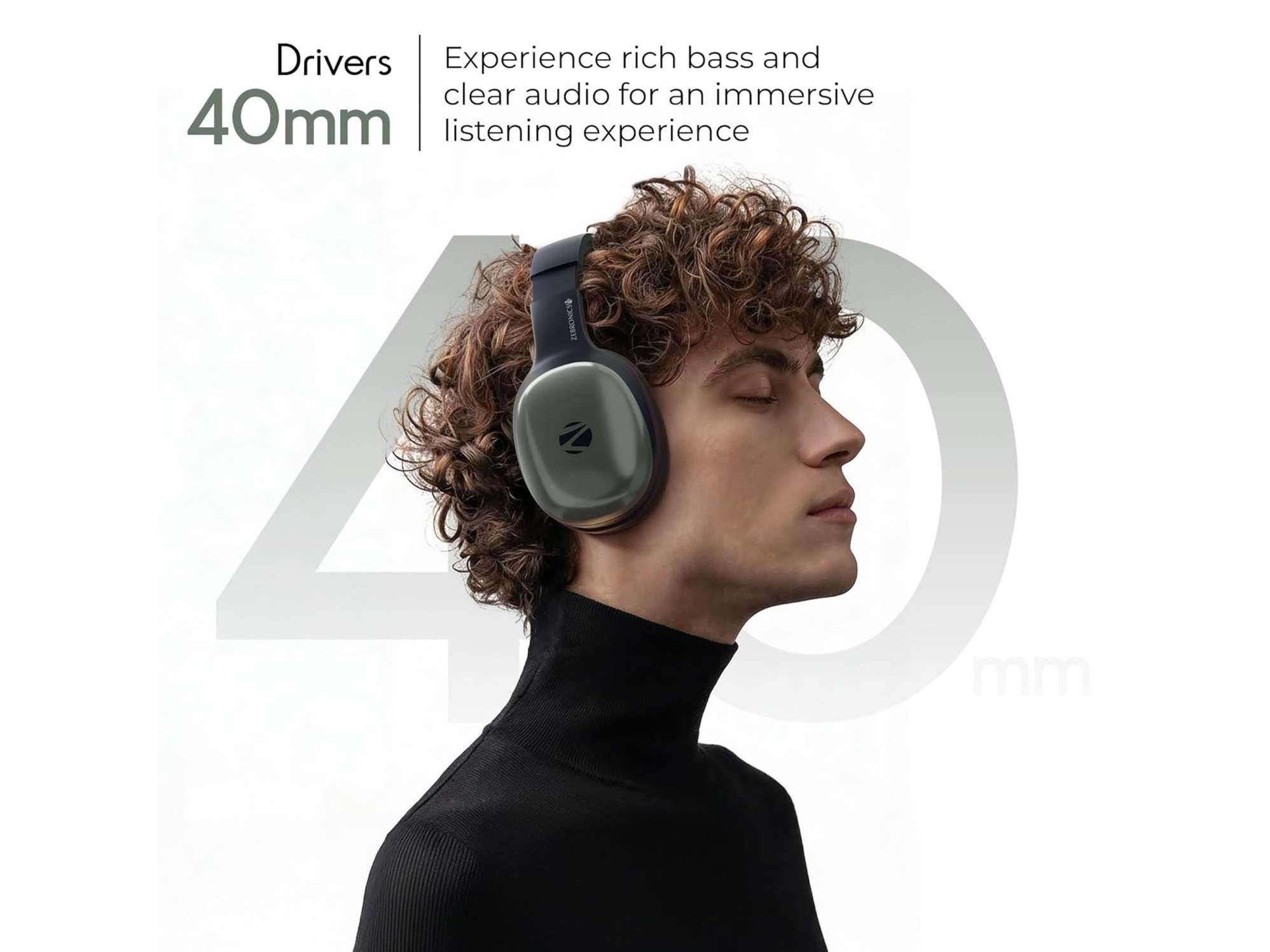Zebronics Thunder Pro Wireless Headphones - Olive Green view 2