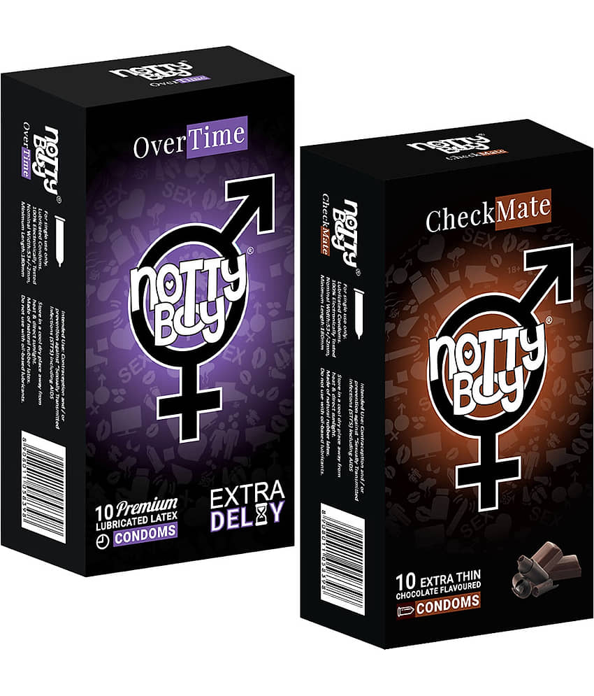 NottyBoy Thin Chocolate Flavoured and Extra Delay Long Lasting Condoms - 20 Units
