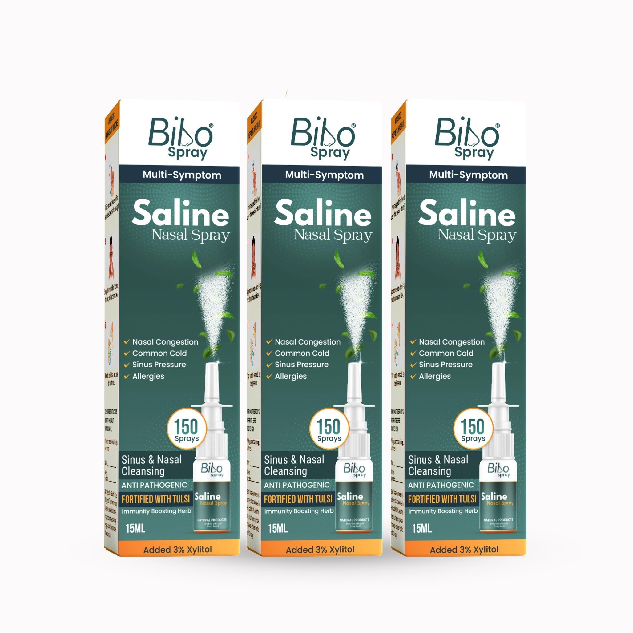 Bibo Saline Nasal Spray Pack of 3 Each 15 ML