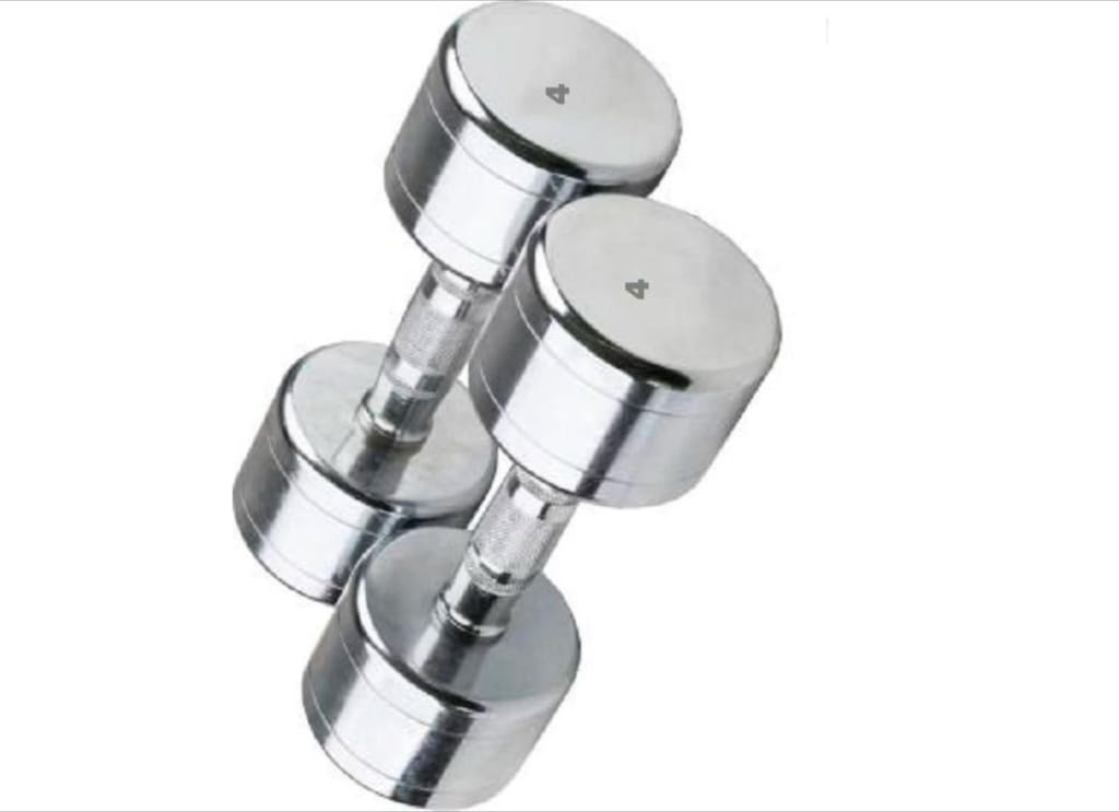 A pair of 4 KG round steel chromed dumbbell for home and gym use view 2