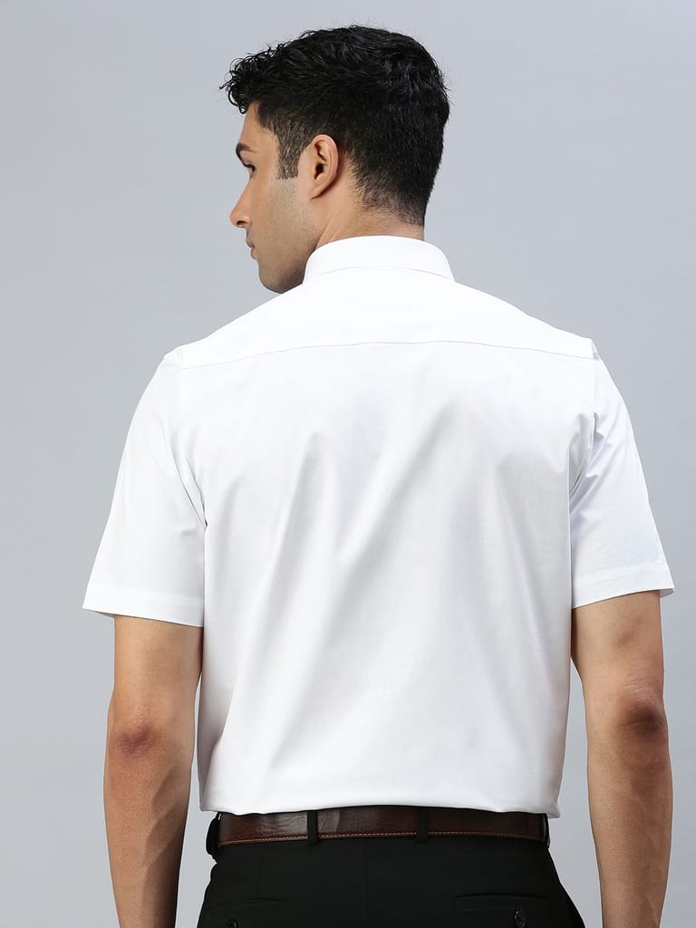 Mens 100% Cotton White Shirt Half Sleeves Cool Cotton view 2