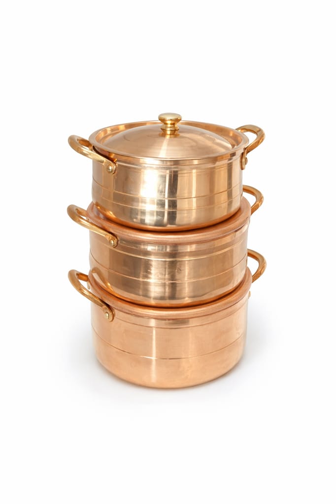 Handcrafted Hammered Pure Copper Serving Kadai with Dual Handles