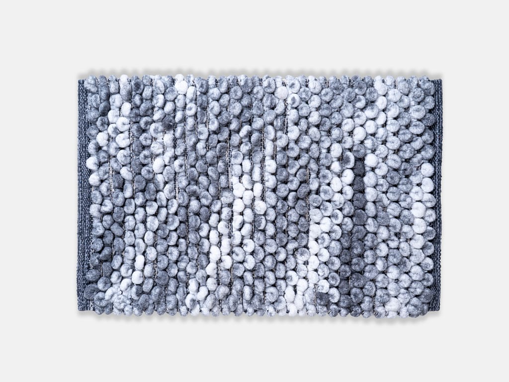 Premium Super Absorbent Microfiber Shaggy Bath Mat | Soft Grey & White Bathroom Rug view 2
