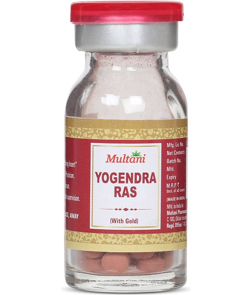 Multani Yogendra Ras with Gold | Enriched With 24 Carat Gold, Pearl & Abhrak Bhasma | Useful In Carbohydrate Metabolism, Preventive Cardiac Health, Urinary Tract Infection | Balances Vata & Pitta Dosha | 10 Tablets