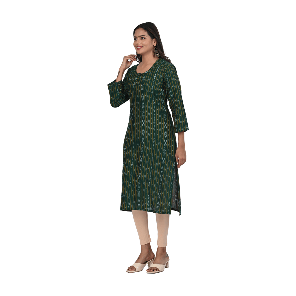 GUENDICHA HAAT Sambalpuri Certified Handloom Women's Pure Cotton Kurta view 2