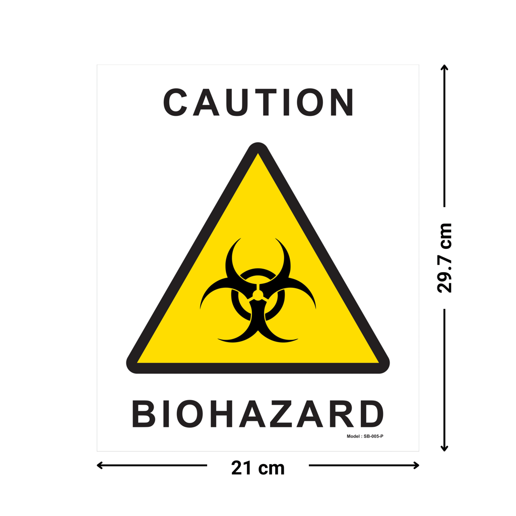 Biohazard Caution Sticker A4 - High-Visibility Safety Labels with Yellow Triangle Symbol | Waterproof, (Pack of 5) view 2