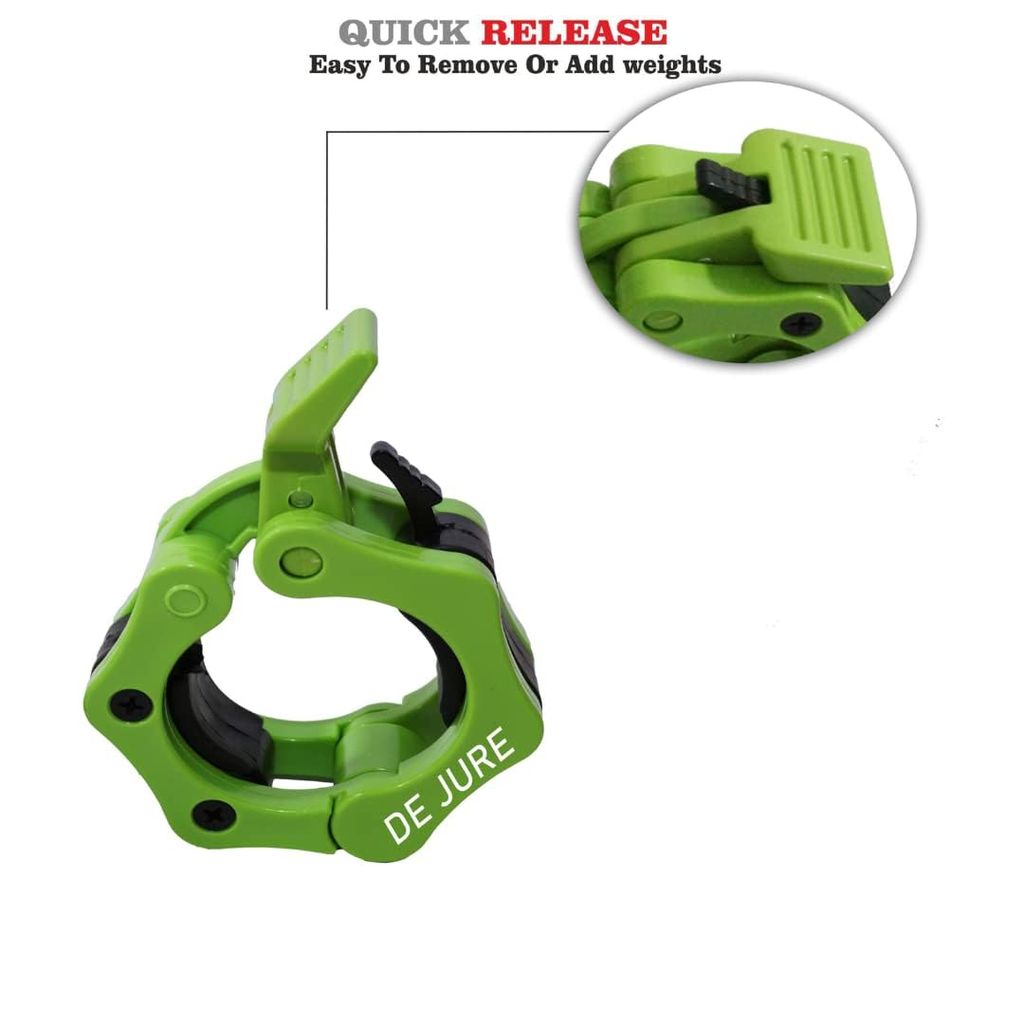 De Jure Fitness Olympic Rod Lock Barbell Clamp Collar Quick Release Pair of Locking Weight Clips Fit 2 Inch Barbell Lock for Workout, Weightlifting, Fitness & Strength Training view 2