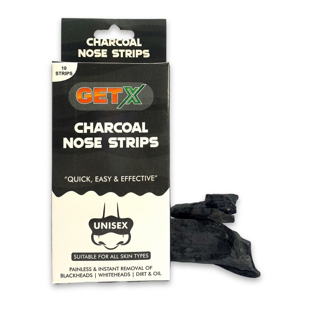 GETX Charcoal Nose Strips (10 Strips), Deep Cleansing Charcoal Nose Pore Strip for Men & Women | Reduces & Prevents Blackheads, Whiteheads, Dirt and Oil | Cleanses Pores