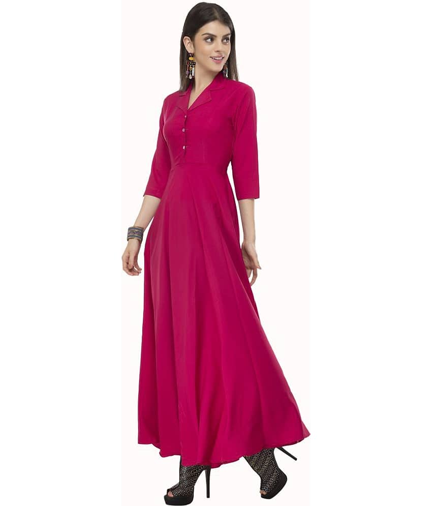 TOGZZ Women Crepe Solid A-line Dress ( Pink ) view 2