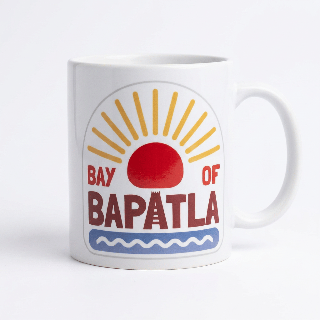 Bay of Bapatla Graphic Print White Ceramic Coffee Mug