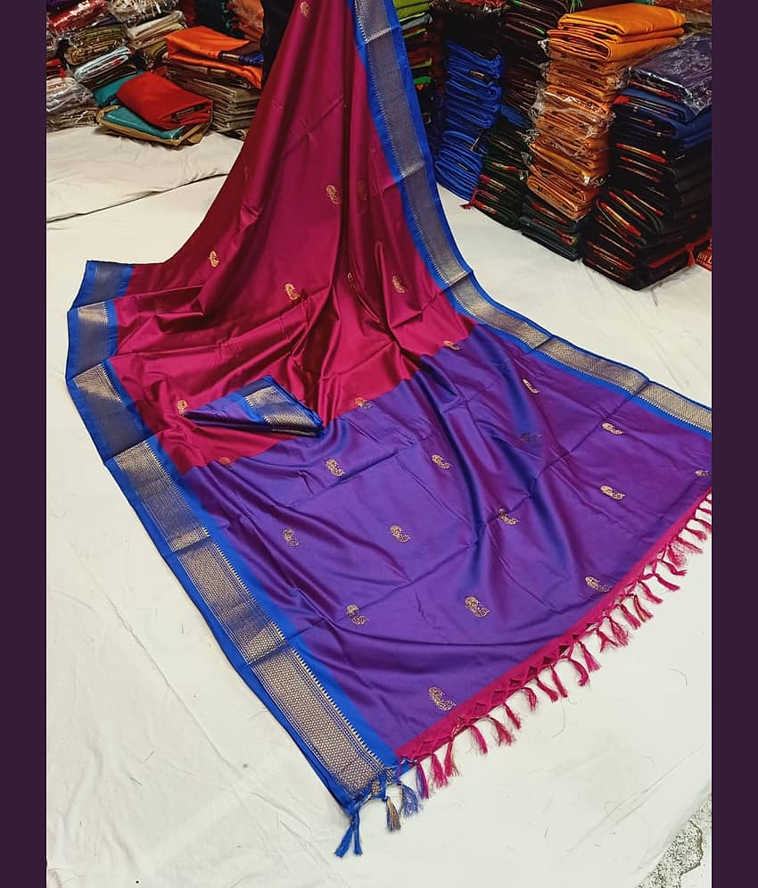FAB SILK Cotton Silk Woven Saree With Unstitched Blouse Piece ( Pink )