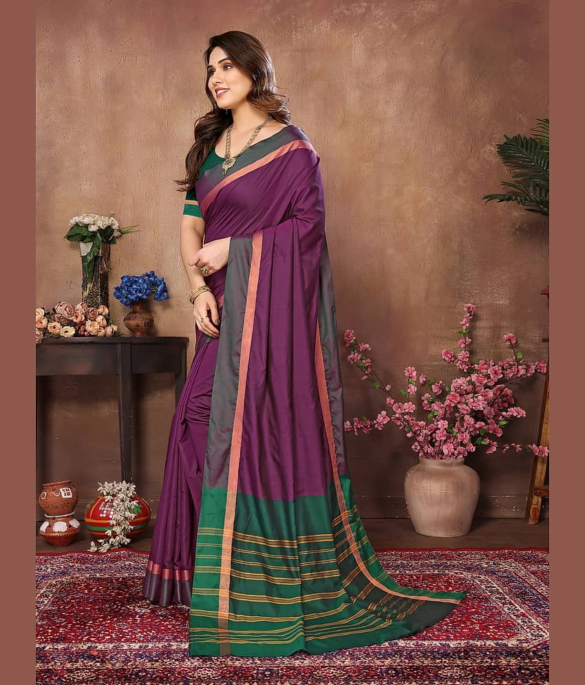 NightBlue Banarasi Silk Woven Saree With Unstitched Blouse Piece ( Grey ) view 2