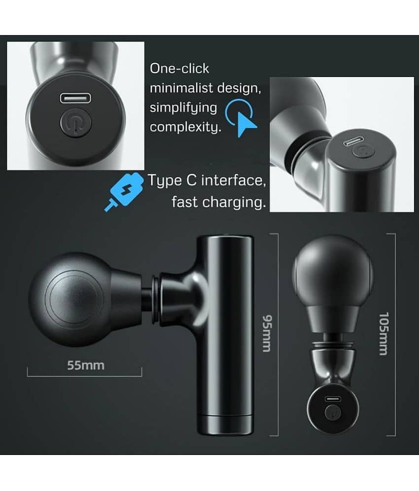 DHSMART Mini Massage Gun: Black Metal Polish Block Vibrator, Full Body Massager Pain & Relaxation 1 no.s view 2