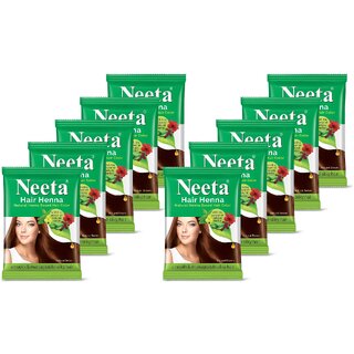 Neeta Natural Herbal Henna powder for hair with 5 herbs 15 g (Pack Of 10) (150 g)