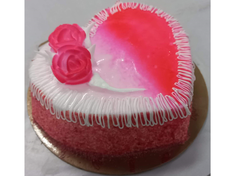 Monginis Strawberry Heart Designer Cake - Eggless